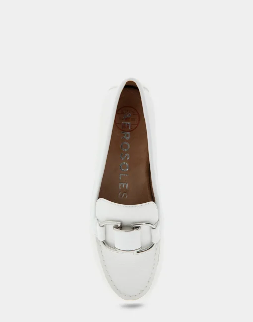Comfortable Women's Ornamented Loafer in White Faux Leather