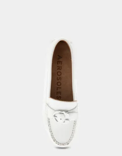 Comfortable Women's Ornamented Driver in White Leather