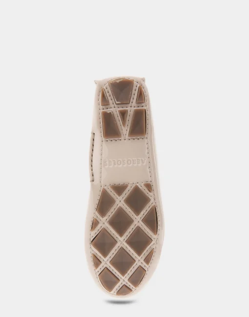 Comfortable Women's Ornamented Driver in Natural Patent Faux Leather