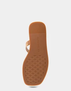 Comfortable Women's Ornamented T-strap Slide Sandal in Cork Cork