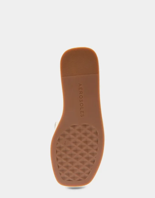 Comfortable Women's Ornamented Single Band Slide Sandal in Eggnog Leather