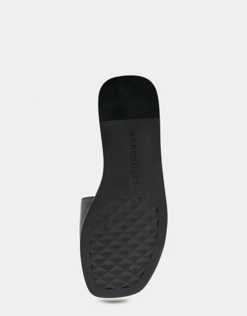 Comfortable Women's Ornamented Single Band Slide Sandal in Black Leather