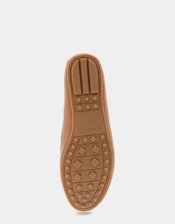 Comfortable Women's Ornamented Loafer in Tan Faux Leather