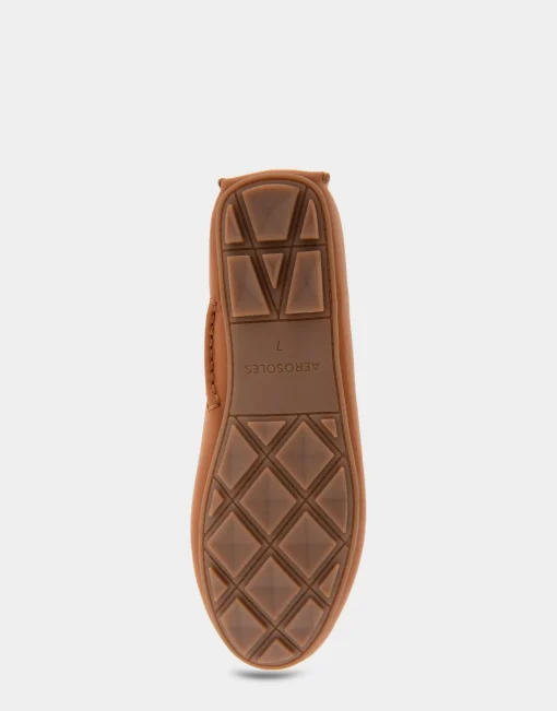 Comfortable Women's Ornamented Driver in Tan Leather