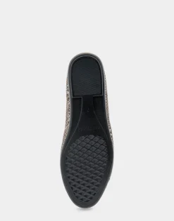 Comfortable Women's Ornamented Flat in Antique Bronze Snake Print Faux Leather Snake Faux Leather