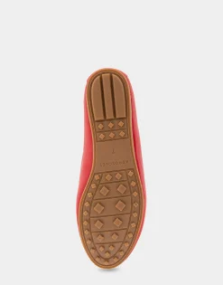 Comfortable Women's Ornamented Loafer in Racing Red Faux Leather
