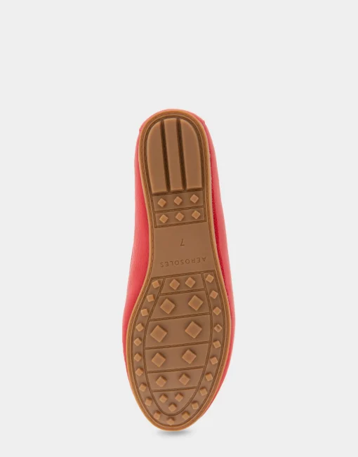 Comfortable Women's Ornamented Loafer in Racing Red Faux Leather