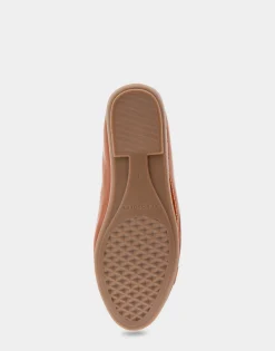 Comfortable Women's Ornamented Flat in Tan Crinkled Patent Faux Leather Patent Faux Leather