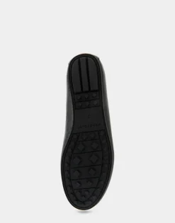 Comfortable Women's Ornamented Loafer in Black Crinkled Patent Faux Leather Patent Faux Leather