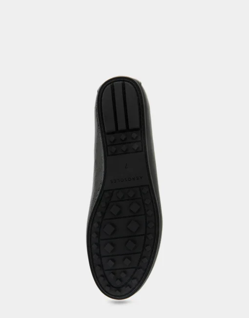 Comfortable Women's Ornamented Loafer in Black Crinkled Patent Faux Leather Patent Faux Leather