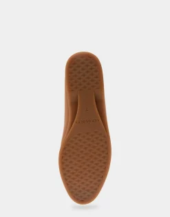 Comfortable Women's Ornamented Flat in Tan Genuine Leather