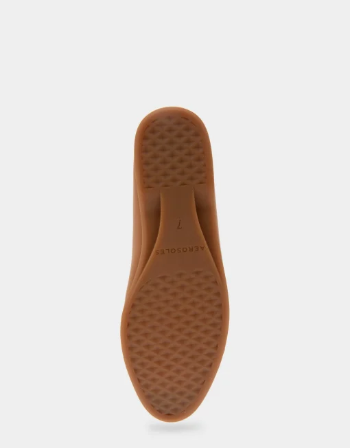 Comfortable Women's Ornamented Flat in Tan Genuine Leather
