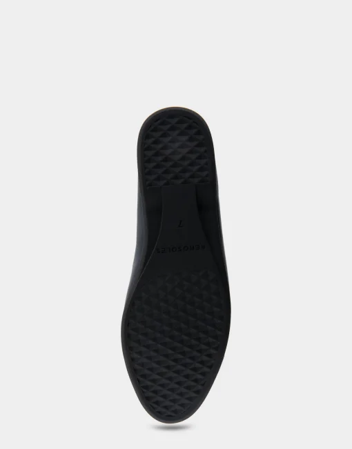 Comfortable Women's Ornamented Flat in Navy Genuine Leather