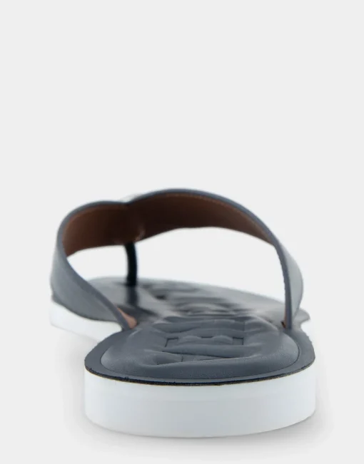 Comfortable Women's Ornamented Thong Sandal in Navy Faux Leather