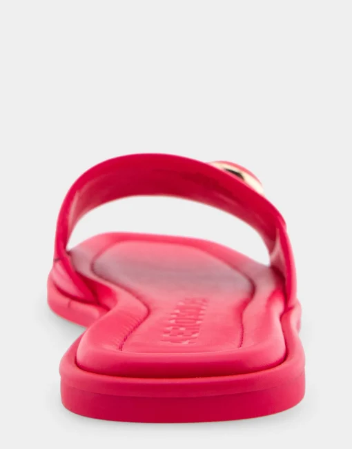 Comfortable Women's Ornamented Single Band Slide Sandal in Virtual Pink Leather