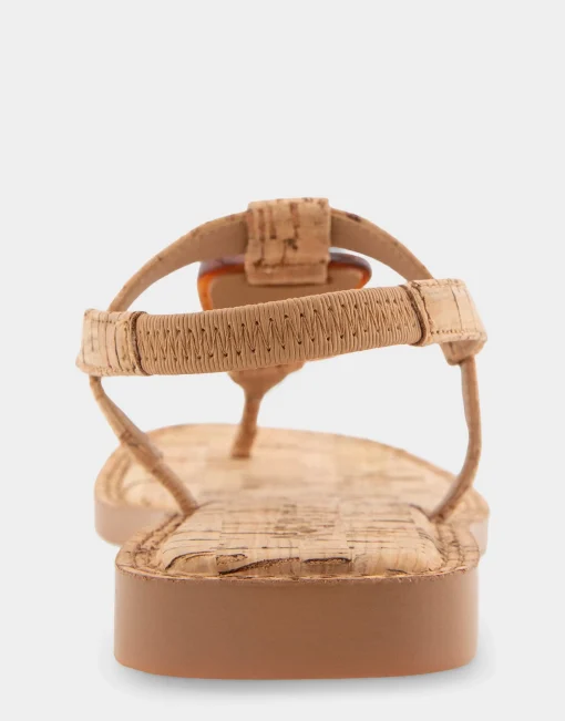 Comfortable Women's Ornamented Slingback Strap Thong Sandal in Cork Cork