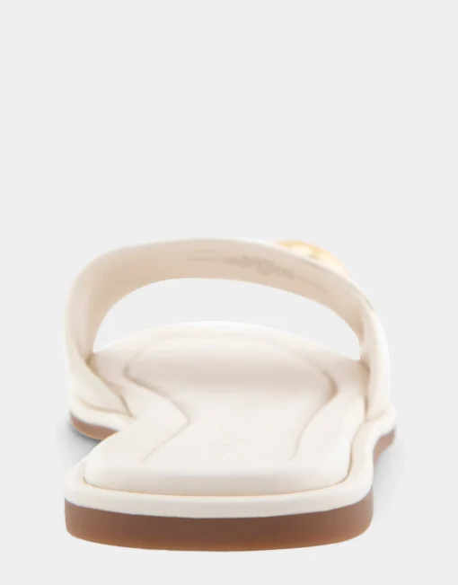 Comfortable Women's Ornamented Single Band Slide Sandal in Eggnog Leather