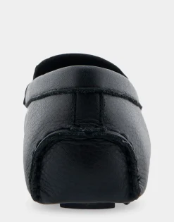 Comfortable Women's Ornamented Driver in Black Leather