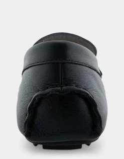 Comfortable Women's Ornamented Driver in Black Leather