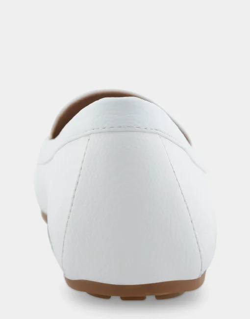 Comfortable Women's Ornamented Loafer in White Faux Leather