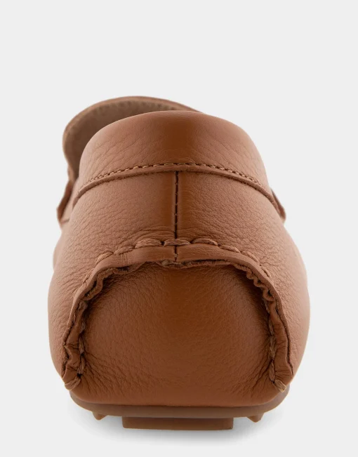 Comfortable Women's Ornamented Driver in Tan Leather