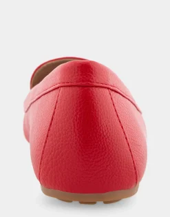 Comfortable Women's Ornamented Loafer in Racing Red Faux Leather