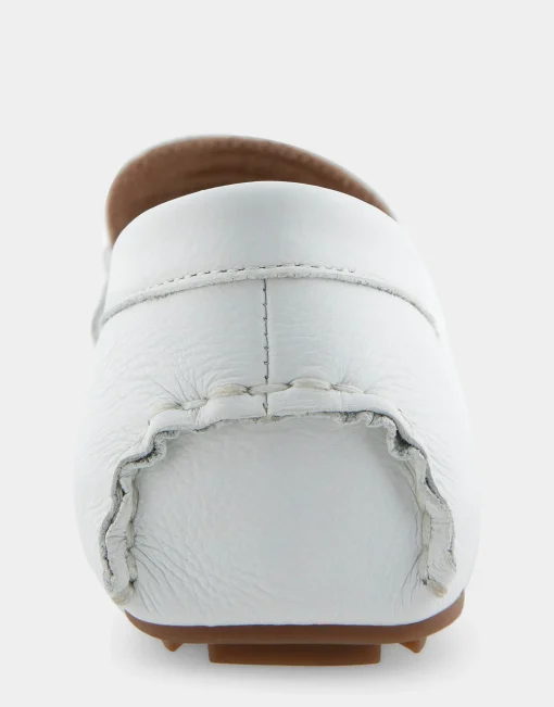 Comfortable Women's Ornamented Driver in White Leather