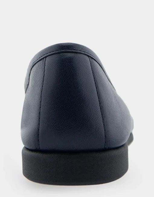 Comfortable Women's Ornamented Flat in Navy Genuine Leather