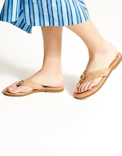 Comfortable Women's Ornamented Thong Sandal in Cork Cork
