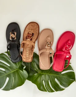 Comfortable Women's Ornamented Slingback Strap Thong Sandal in Cork Cork