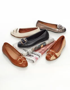 Comfortable Women's Ornamented Flat in Tan Faux Leather