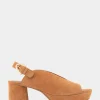 Comfortable Women's Peep Toe Platform Sandal in Tan Suede