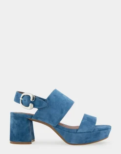 Comfortable Women's Platform Sandal in Indigo Suede Suede