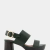 Comfortable Women's Platform Sandal in Fir Green Leather Leather