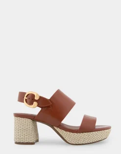 Comfortable Women's Platform Sandal in Gingerbread Leather