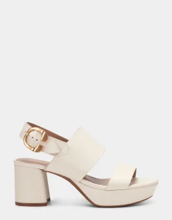 Comfortable Women's Platform Sandal in Eggshell Leather