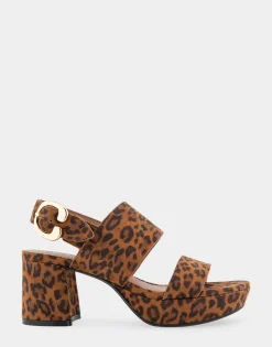 Comfortable Women's Platform Sandal in Leopard Print Faux Suede