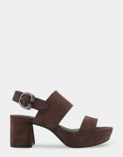 Comfortable Women's Platform Sandal in Brown Genuine Suede