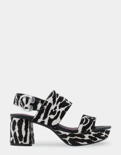 Comfortable Women's Platform Sandal in Zebra Print Calf Hair