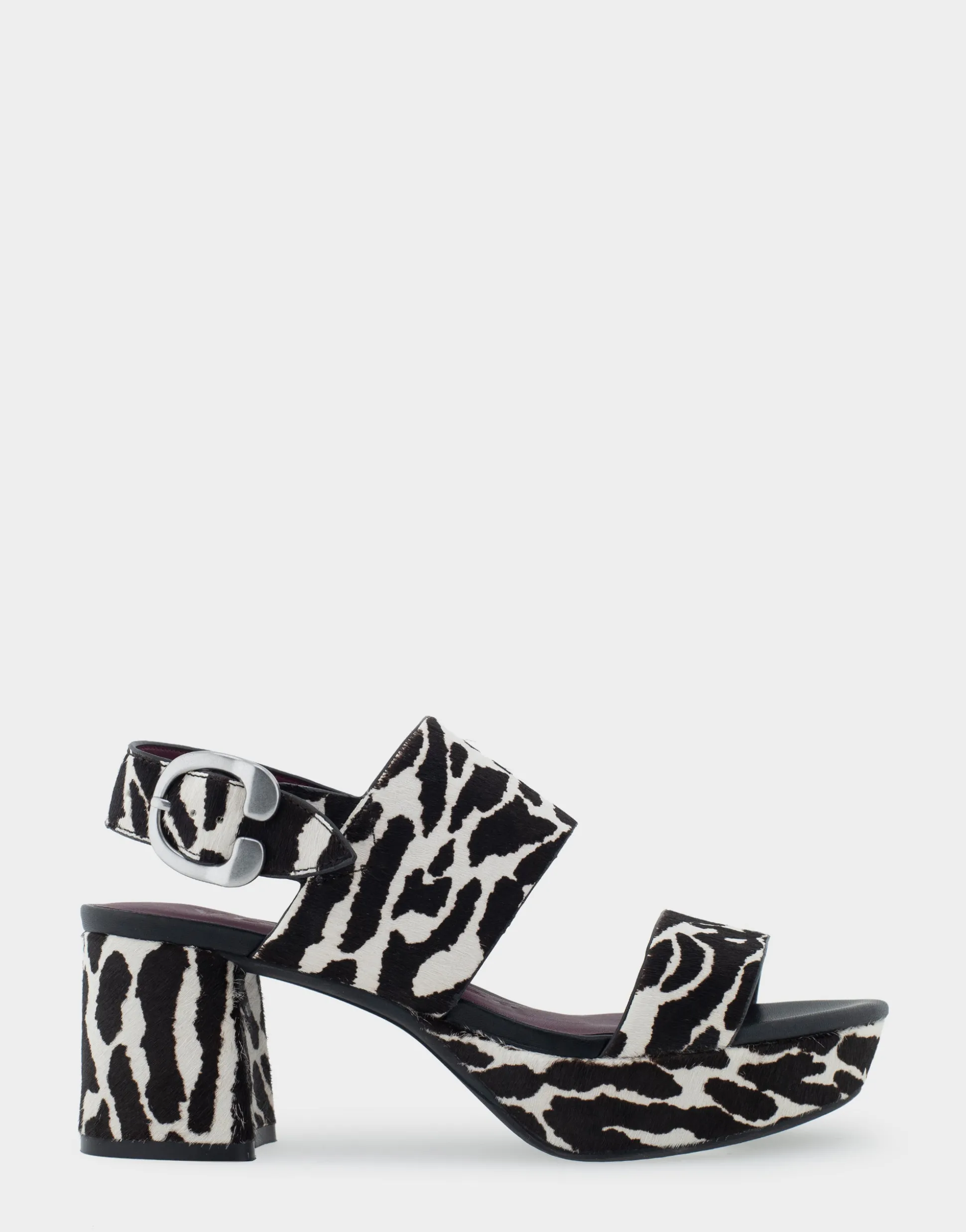 Comfortable Women's Platform Sandal in Zebra Print Calf Hair