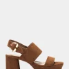 Comfortable Women's Platform Sandal in Cognac Suede