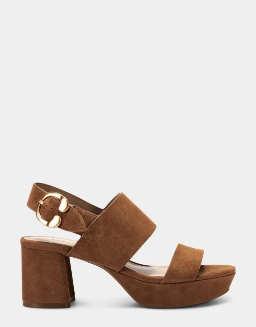 Comfortable Women's Platform Sandal in Cognac Suede