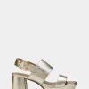 Comfortable Women's Platform Sandal in Gold Metallic Leather