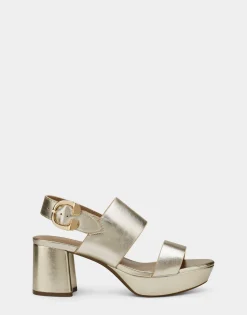 Comfortable Women's Platform Sandal in Gold Metallic Leather
