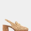 Comfortable Women's Platform Slingback in Natural Raffia Fabric