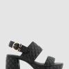 Comfortable Women's Platform Sandal in Black Quilted Leather Leather