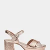 Comfortable Women's Platform Sandal in Rose Gold Genuine Leather