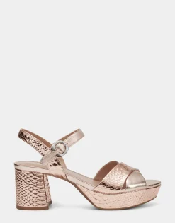 Comfortable Women's Platform Sandal in Rose Gold Genuine Leather