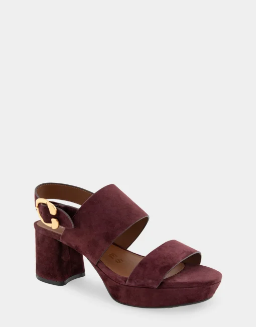 Comfortable Women's Platform Sandal in Deep Aubergine Suede Suede