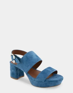 Comfortable Women's Platform Sandal in Indigo Suede Suede
